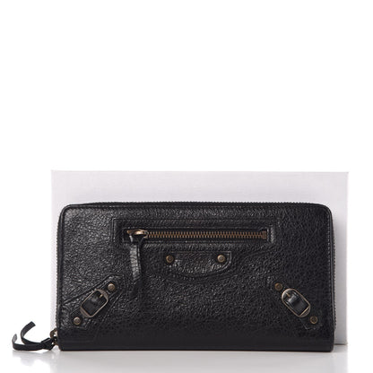 Balenciaga Agneau Classic Hardware Continental Zip Around Wallet Black 8 of 8