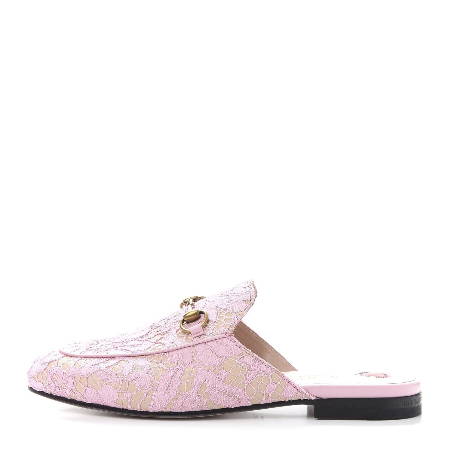 Gucci Lace Malaga Kid Womens Princetown Slippers 37.5 Sugar Pink Skin Rose 1 of 9