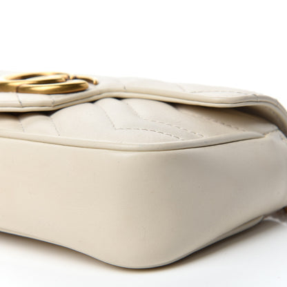 Gucci Calfskin Matelasse Super Mini GG Marmont Shoulder Bag White 7 of 12