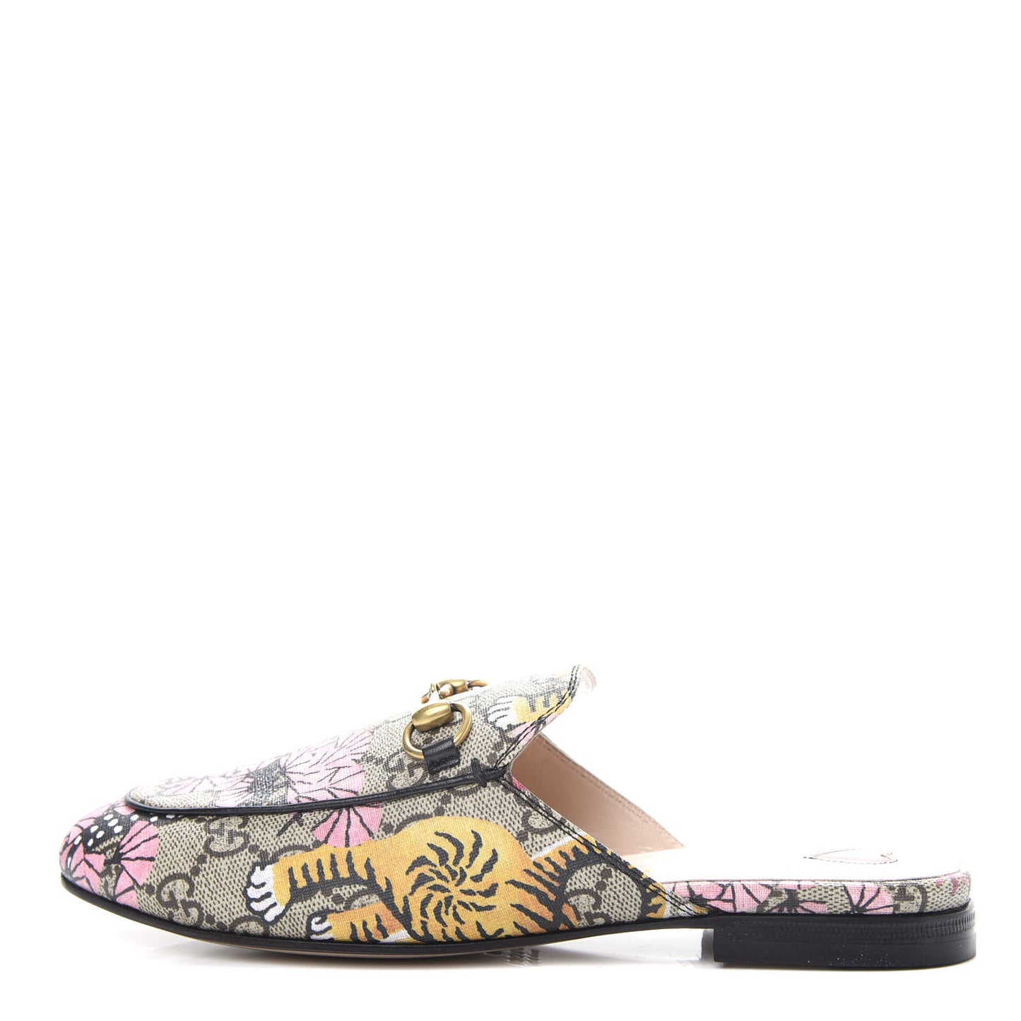 GG Supreme Monogram Bengal Womens Princetown Slippers 35 Beige Crop Pink
