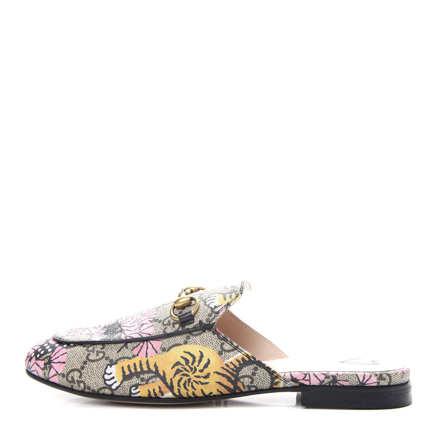 Gucci GG Supreme Monogram Bengal Womens Princetown Slippers 35 Beige Crop Pink 1 of 11