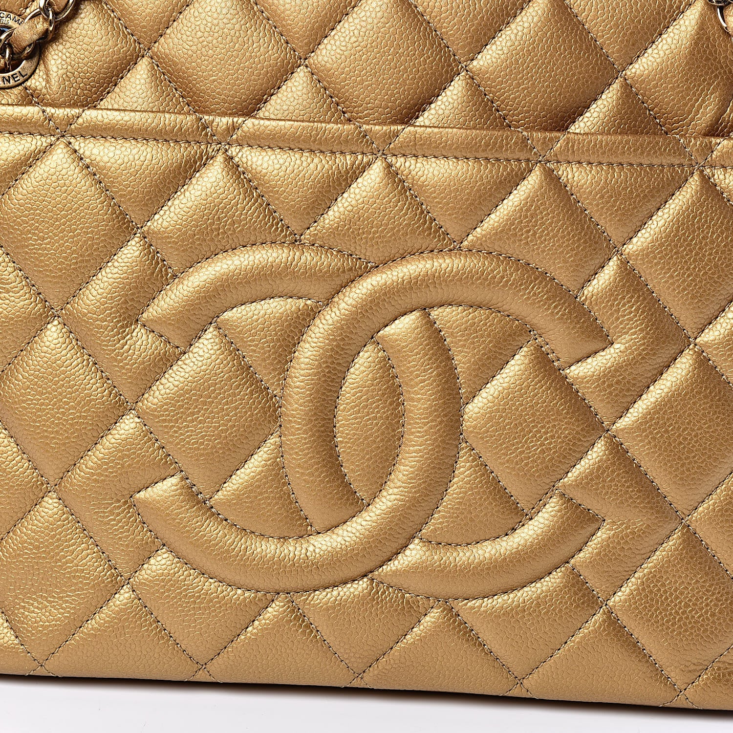 Chanel Metallic Caviar Quilted CC Timeless Tote Dark Gold 11 of 11