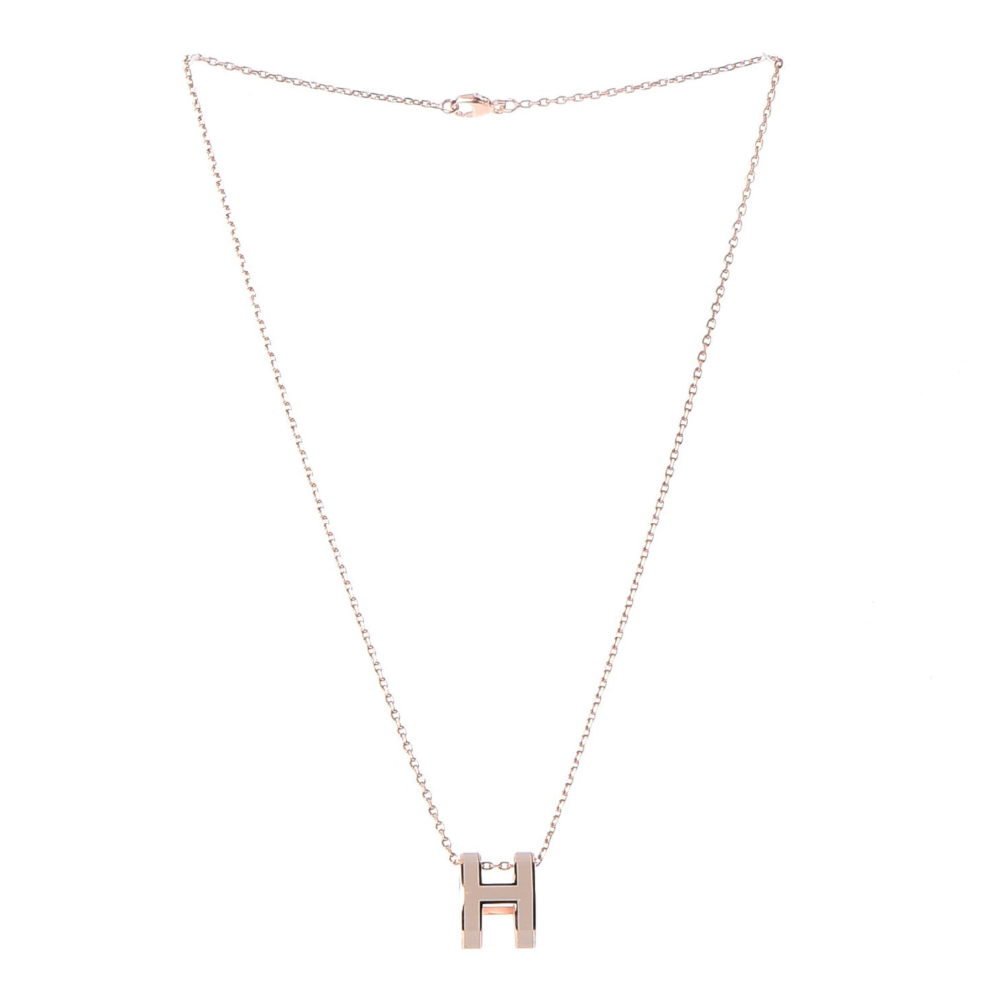 Lacquered Rose Gold Pop H Pendant Necklace Marron Glace