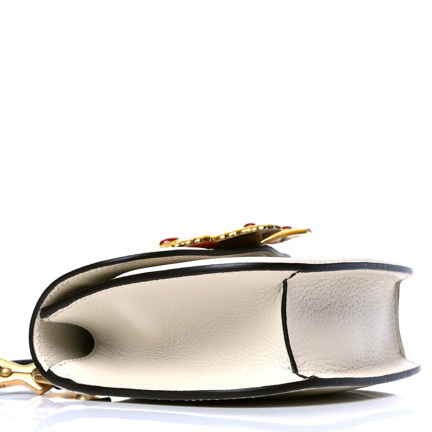 Calfskin Web Stripe Butterfly Small Totem Shoulder Bag White