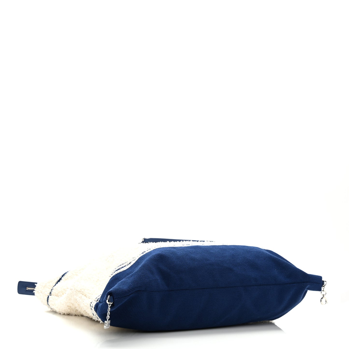 Tweed Fabric Deauville Biarritz Tote White Navy