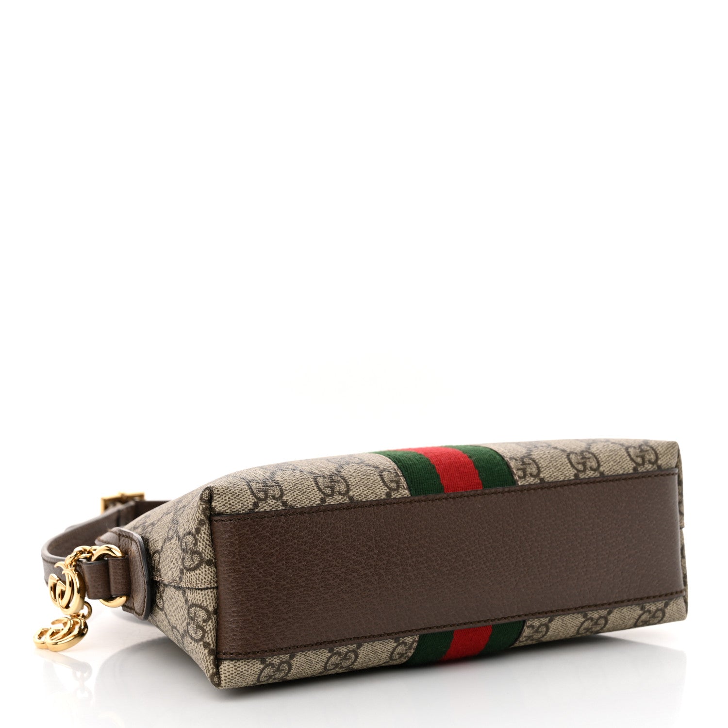 Gucci GG Supreme Monogram Textured Dollar Calfskin Web Small Ophidia Dome Shoulder Bag Beige Ebony New Acero 4 of 11