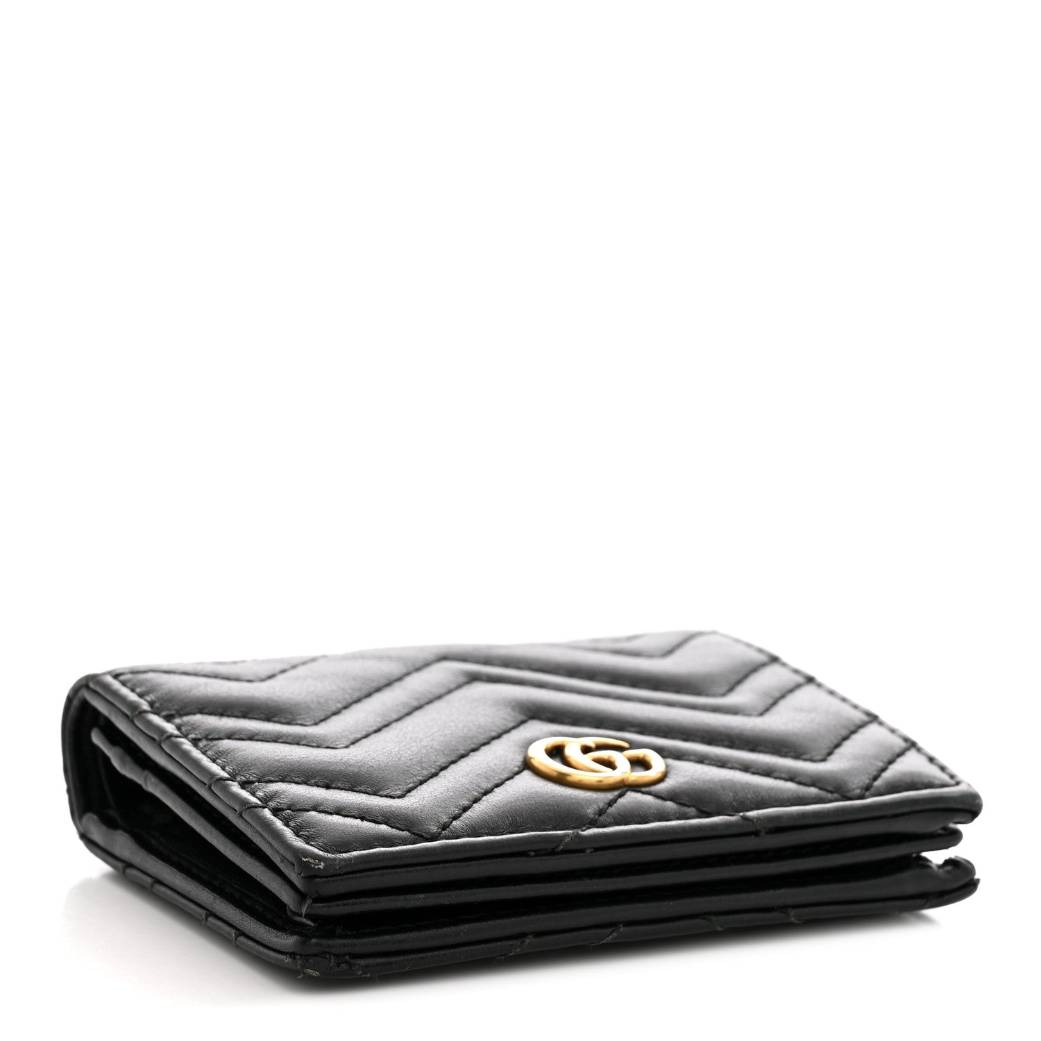 Gucci Calfskin Matelasse GG Marmont Card Case Wallet Black 4 of 9