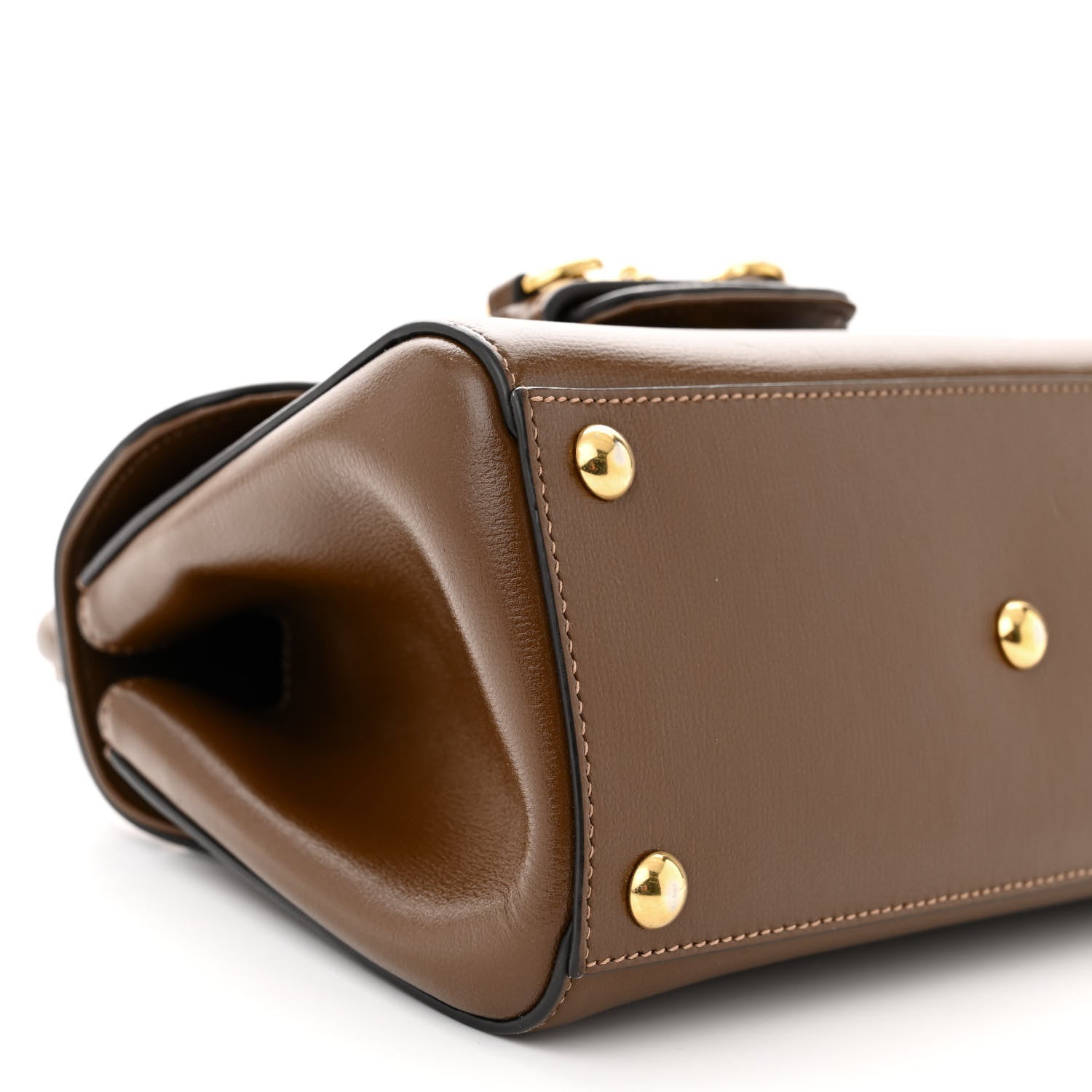 Gucci Glazed Textured Calfskin Mini Horsebit 1955 Top Handle Flap Bag Brown Sugar 9 of 12