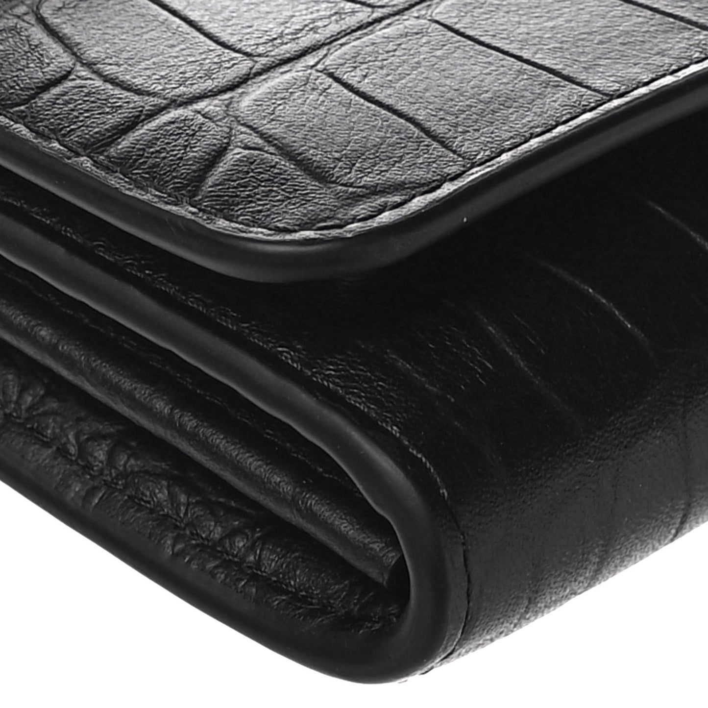 Crocodile Embossed Calfskin Wallet Black