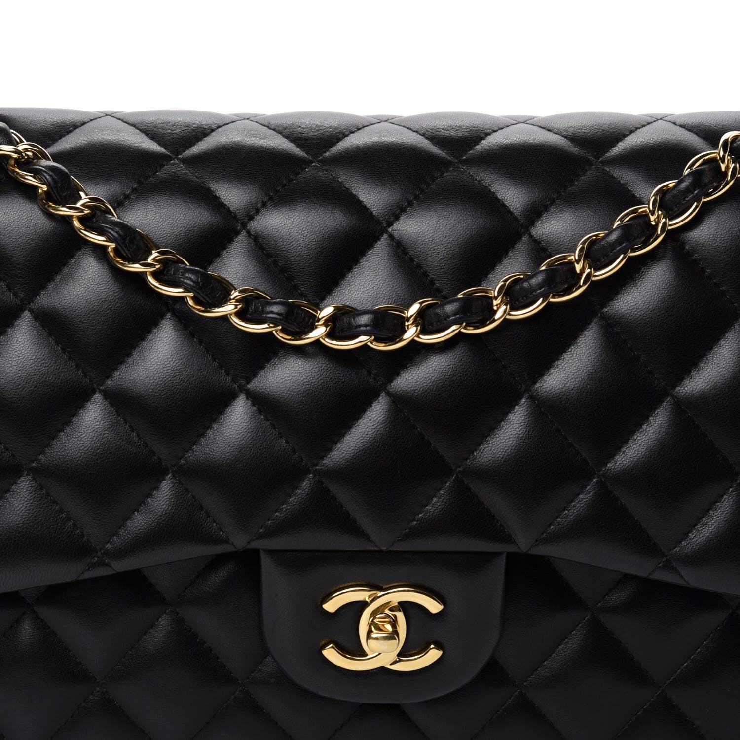 Chanel Lambskin Quilted Jumbo Double Flap Black 14 of 14