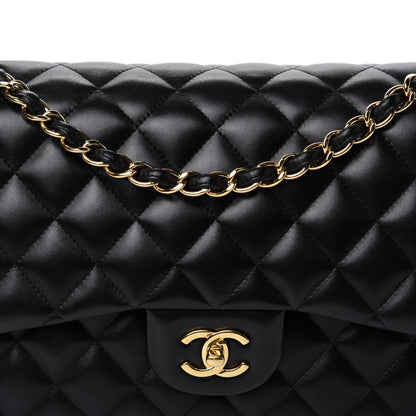 Chanel Lambskin Quilted Jumbo Double Flap Black 14 of 14
