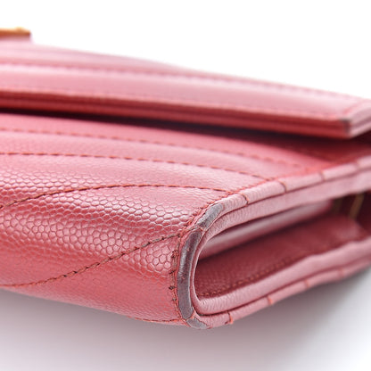 Saint Laurent Grain De Poudre Matelasse Chevron Monogram Flap Wallet Red 13 of 17