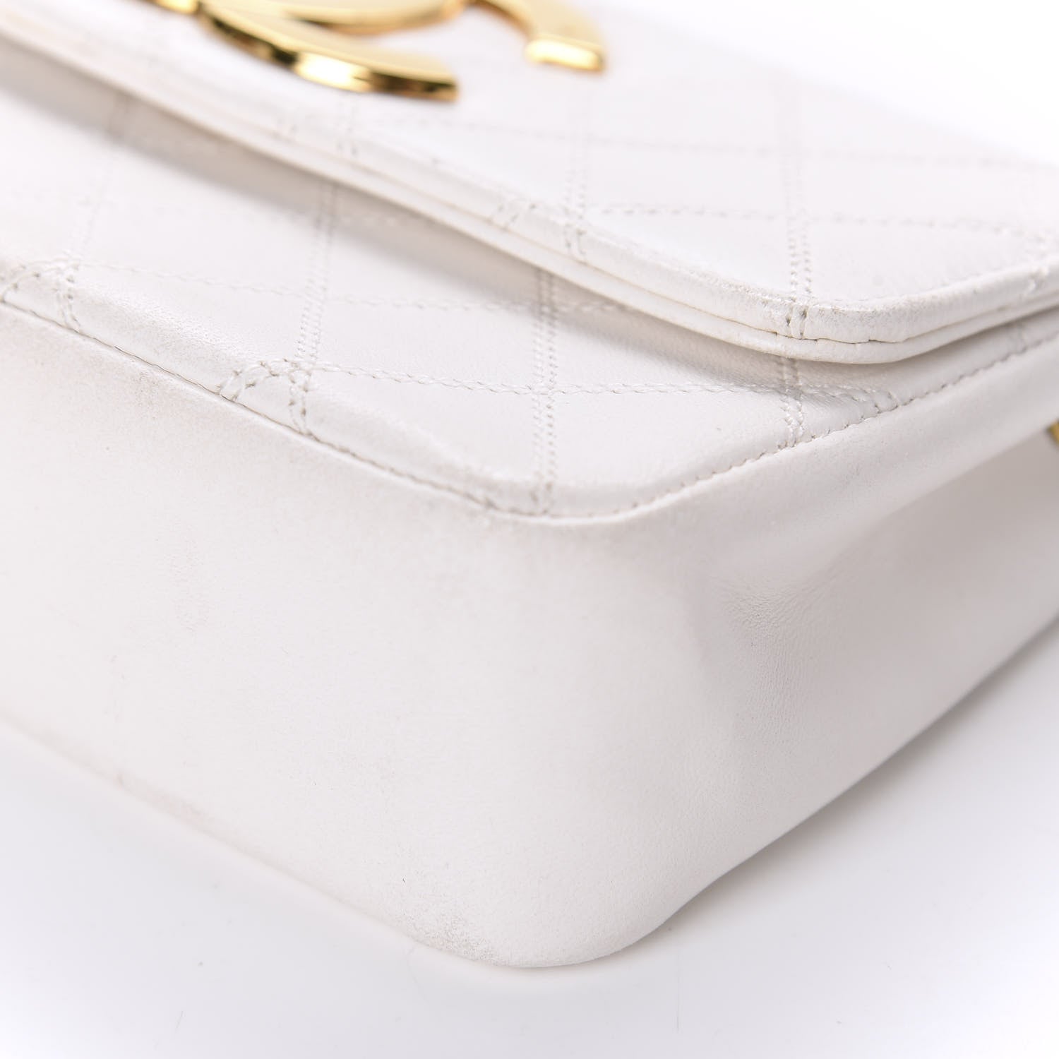 Chanel Calfskin Diamond Double Stitch Flap White 7 of 22