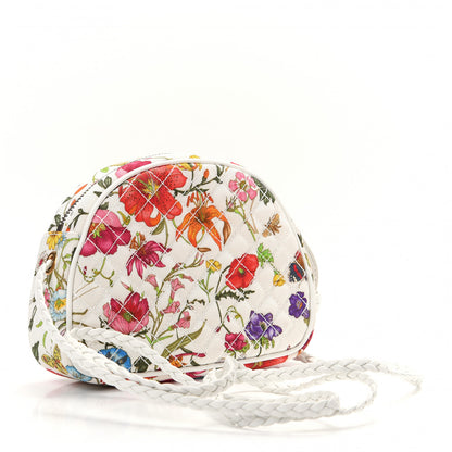 Gucci Canvas Flora Floral Trapuntata Mini Zumi Dome Shoulder Bag White 3 of 10