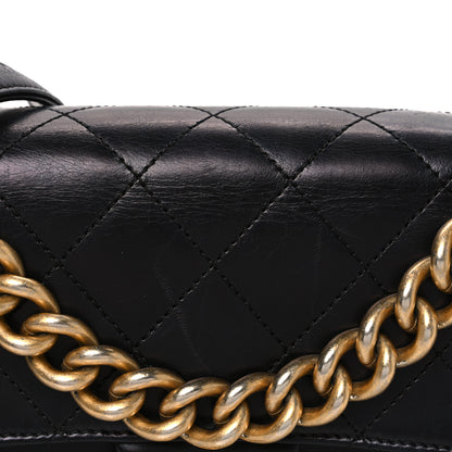 Chanel Glazed Calfskin Quilted Small Straight Lined Flap Black 8 of 13