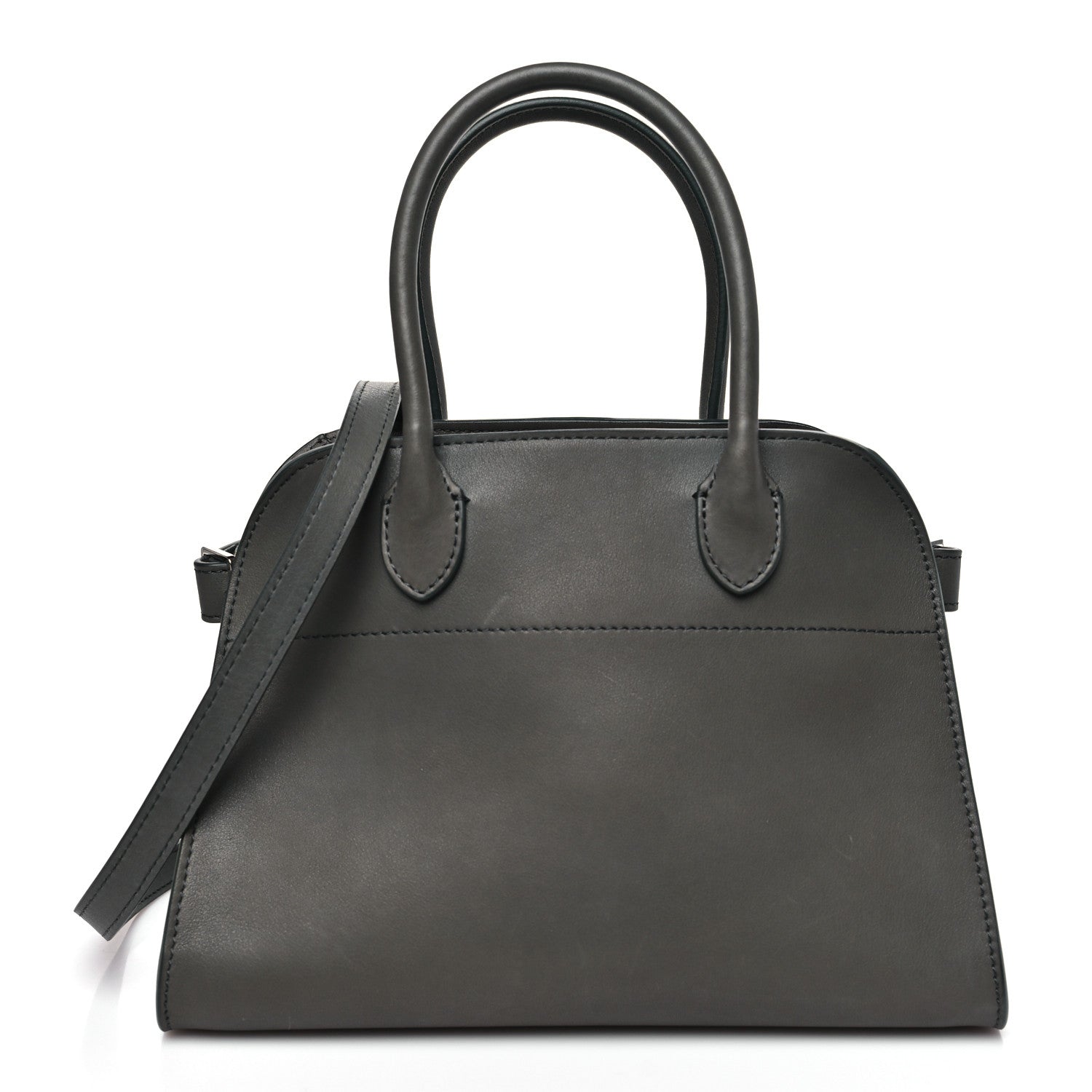 The Row Polished Saddle Calfskin Soft Margaux 10 Bag Koala Grey 1 of 9