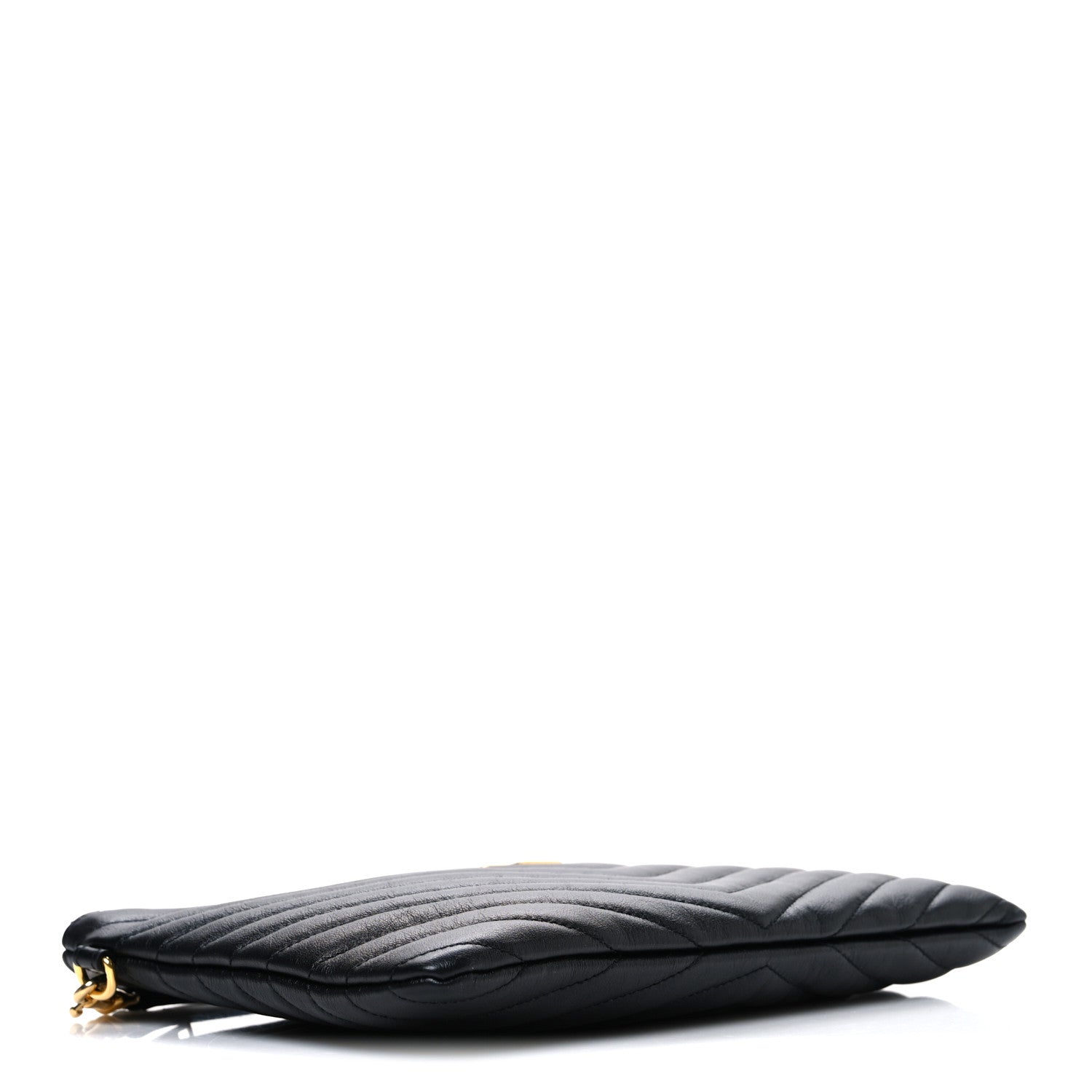 Saint Laurent Calfskin Matelasse Chevron Monogram A5 Wristlet Black 4 of 7