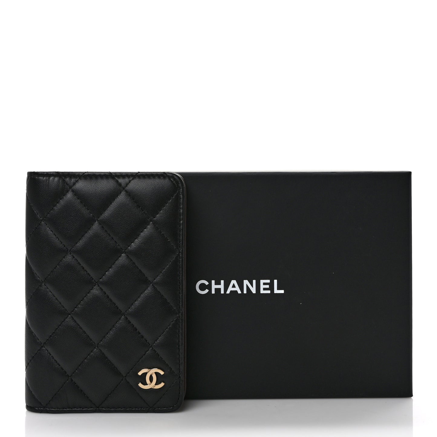 Lambskin Quilted Small Agenda Cover Black