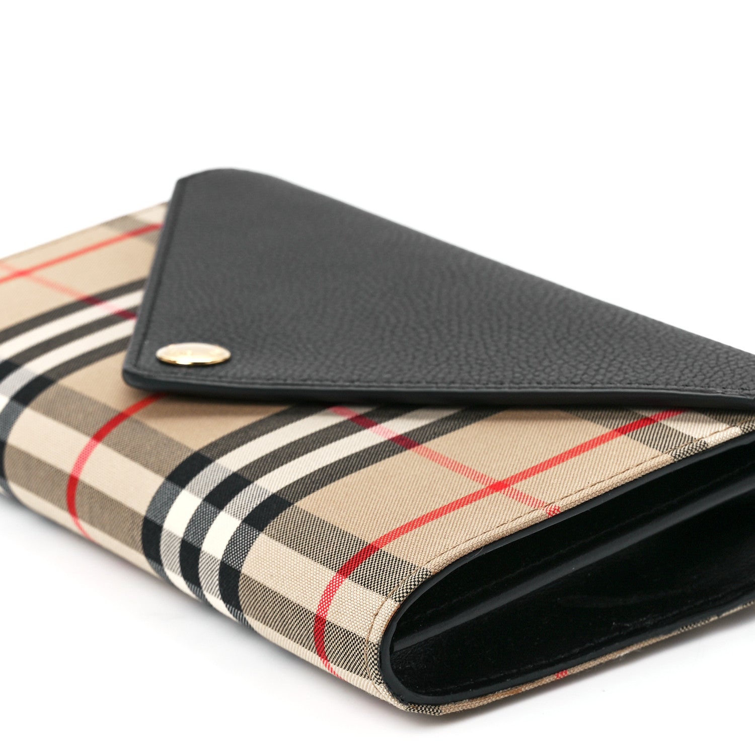 Burberry Grainy Calfskin Vintage Check Wallet With Detachable Strap Black 10 of 10