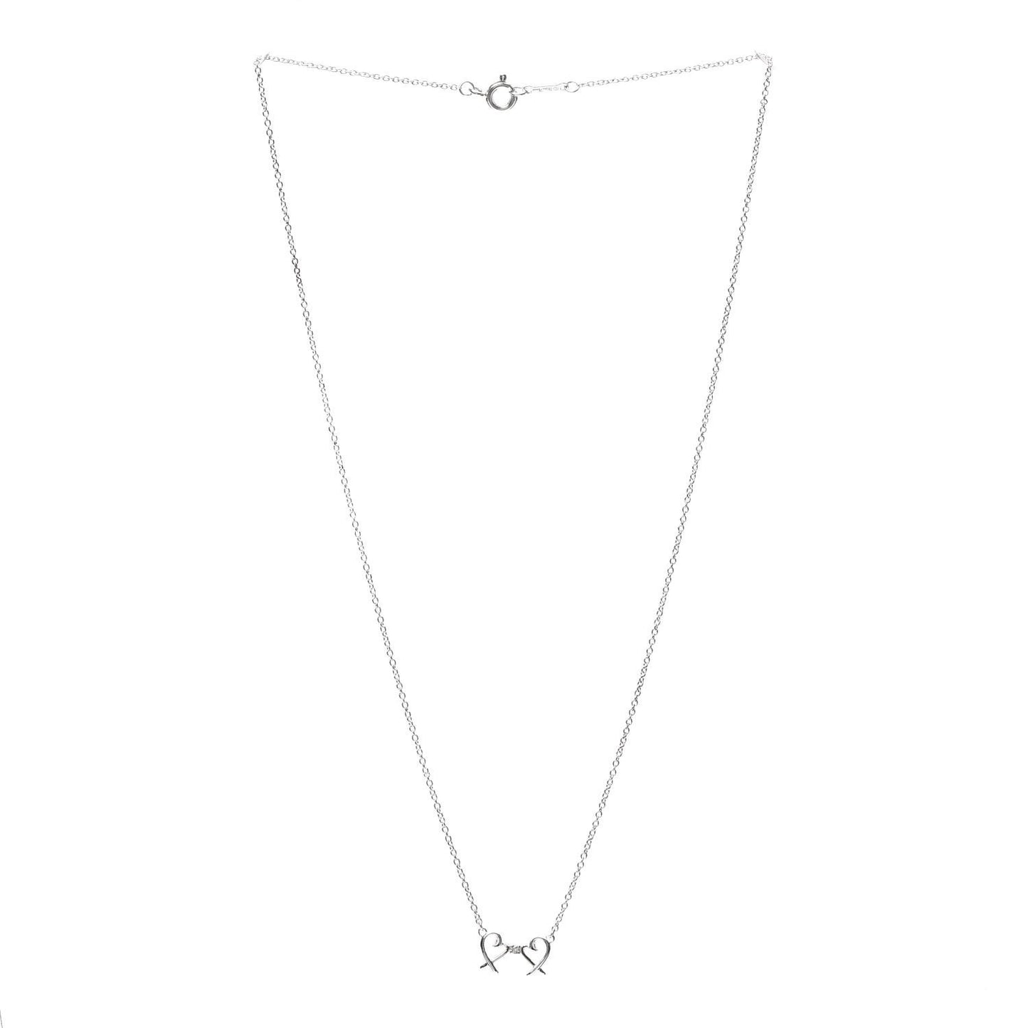 Sterling Silver Diamond Paloma Picasso Double Loving Heart Necklace