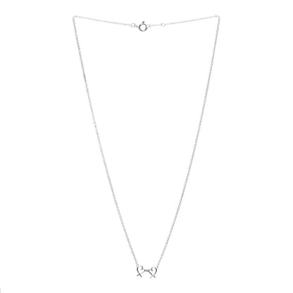 Tiffany Sterling Silver Diamond Paloma Picasso Double Loving Heart Necklace 3 of 5