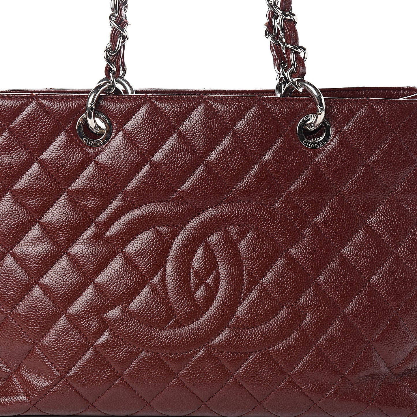 Caviar Quilted Grand Shopping Tote GST Dark Burgundy
