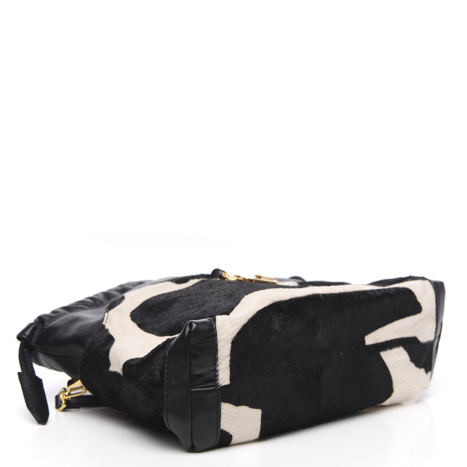 Burberry Prorsum Ponyskin Cow Printed Small Drawstring Crossbody Black White 4 of 10