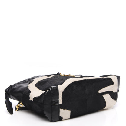 Burberry Prorsum Ponyskin Cow Printed Small Drawstring Crossbody Black White 4 of 10