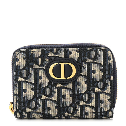 Christian Dior Oblique 30 Montaigne Voyageur Coin Purse Blue 1 of 9