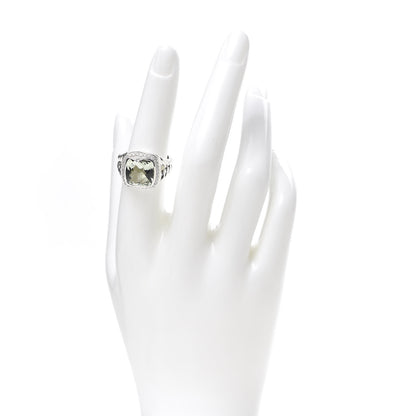 David Yurman Sterling Silver Diamond Prasiolite 11mm Albion Ring 54 7 2 of 5