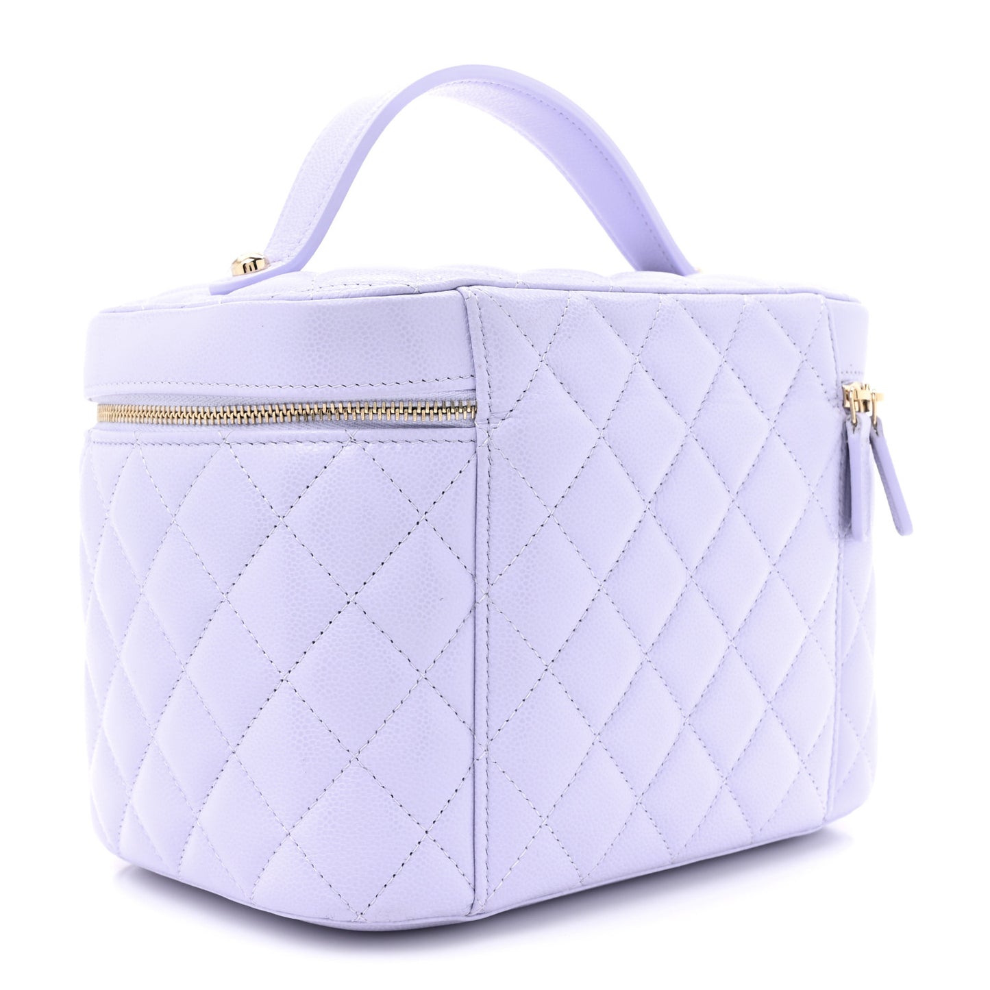 Caviar Quilted Large Vanity Pouch Light Purple