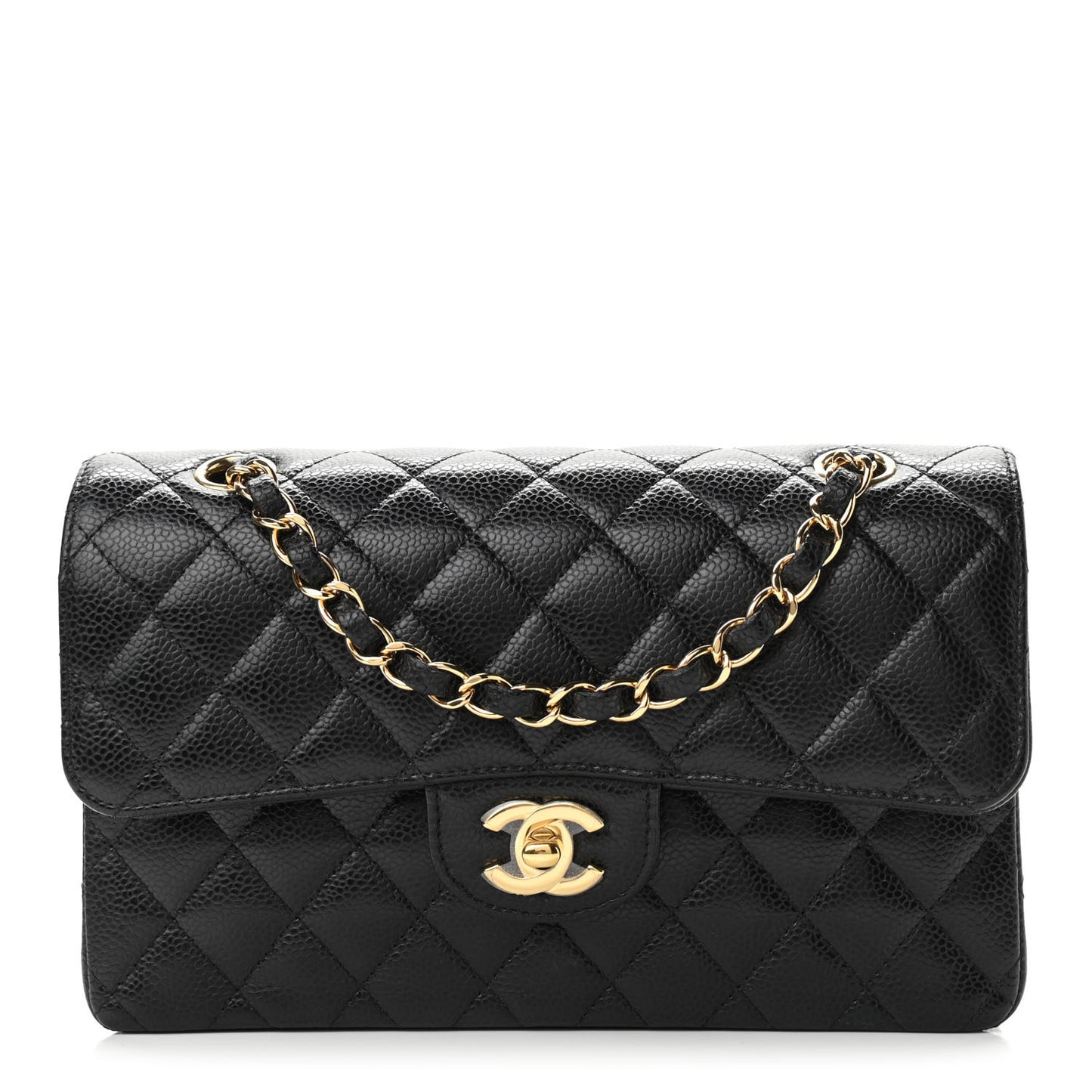 Caviar Quilted Small Double Flap Black