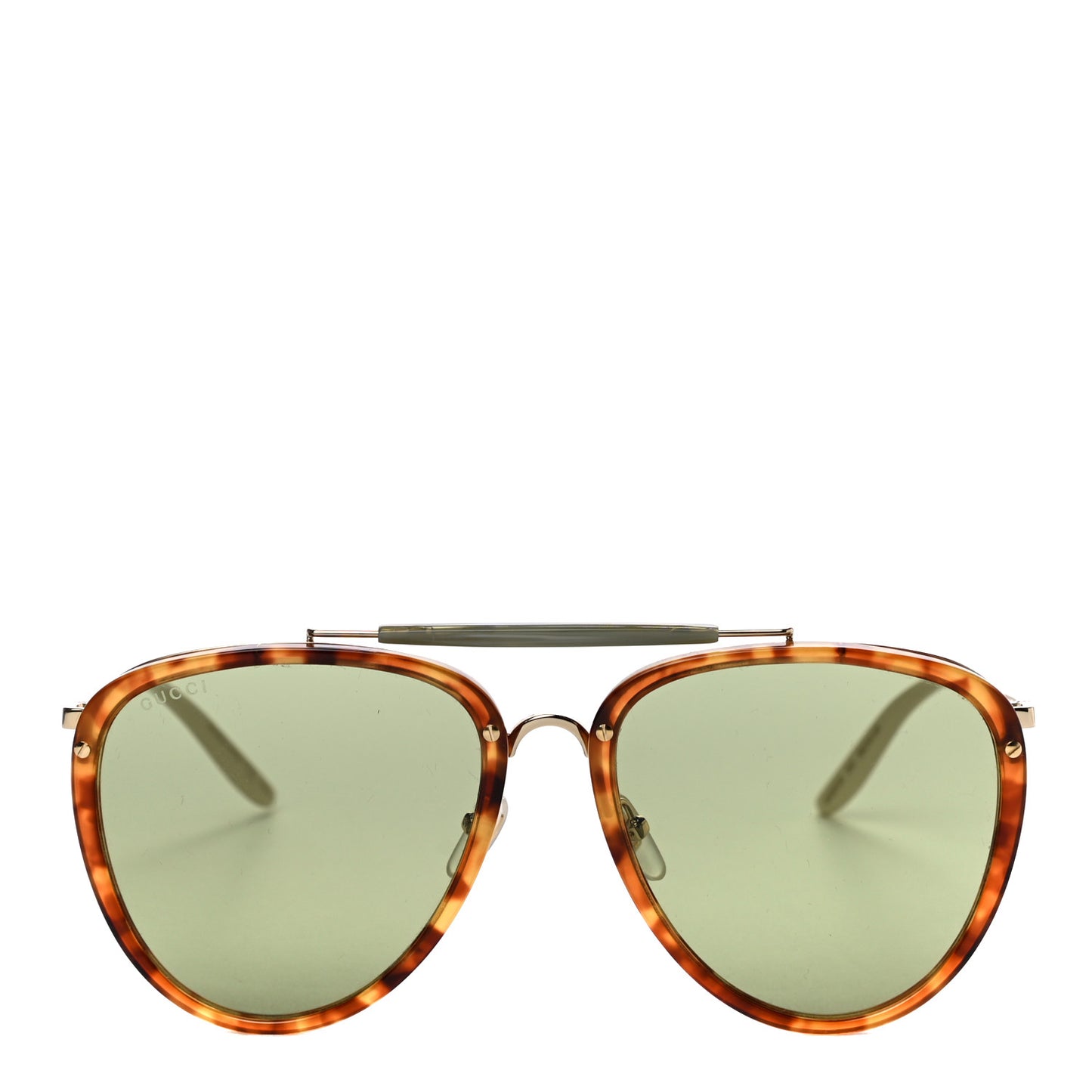 Aviator Sunglasses GG0672S Havana Gold Green