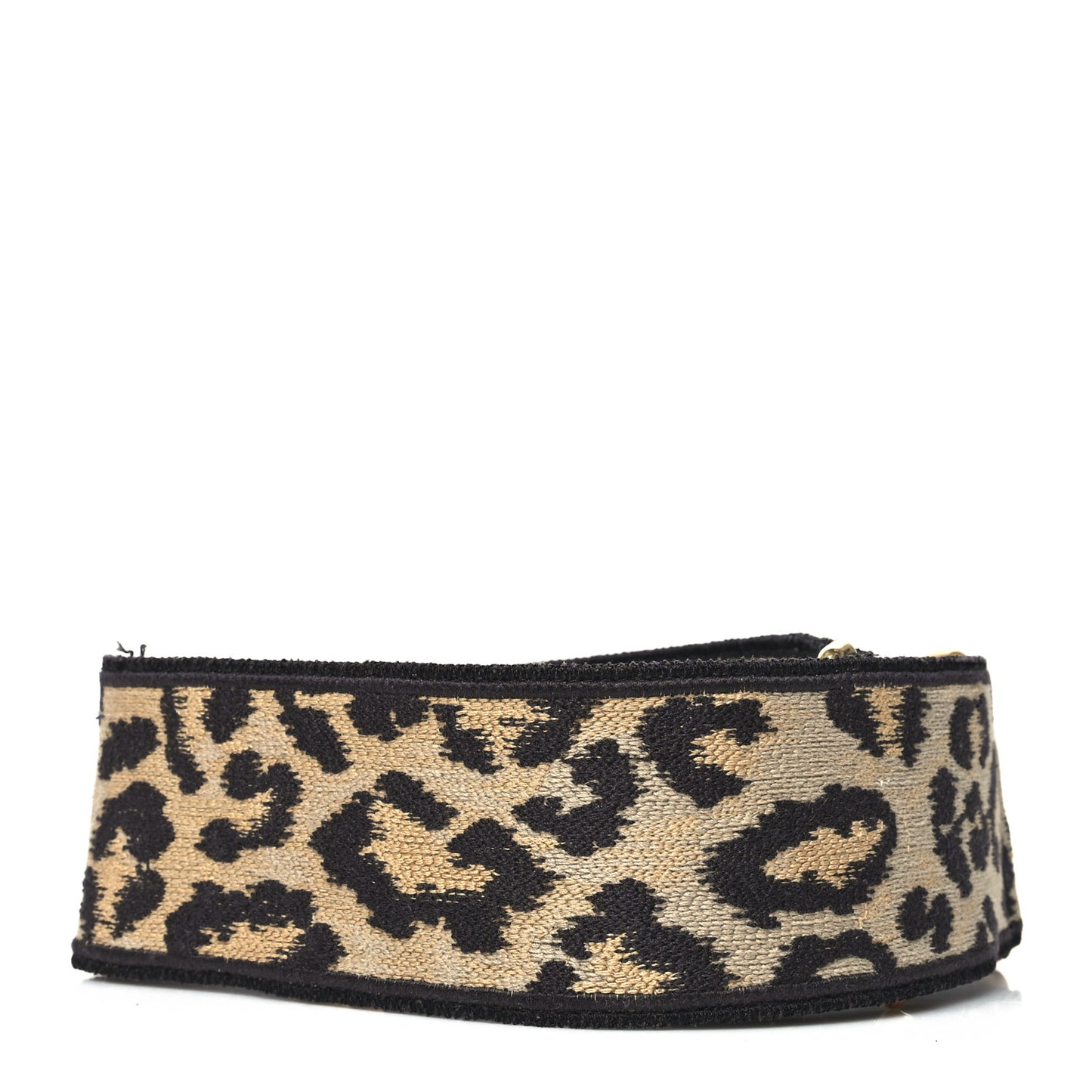 Canvas Mizza Embroidered Leopard Shoulder Strap Beige Black