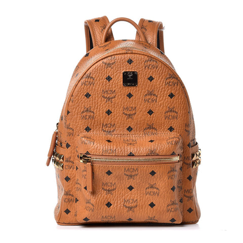 Striped Visetos Small Stud Stark Backpack Cognac