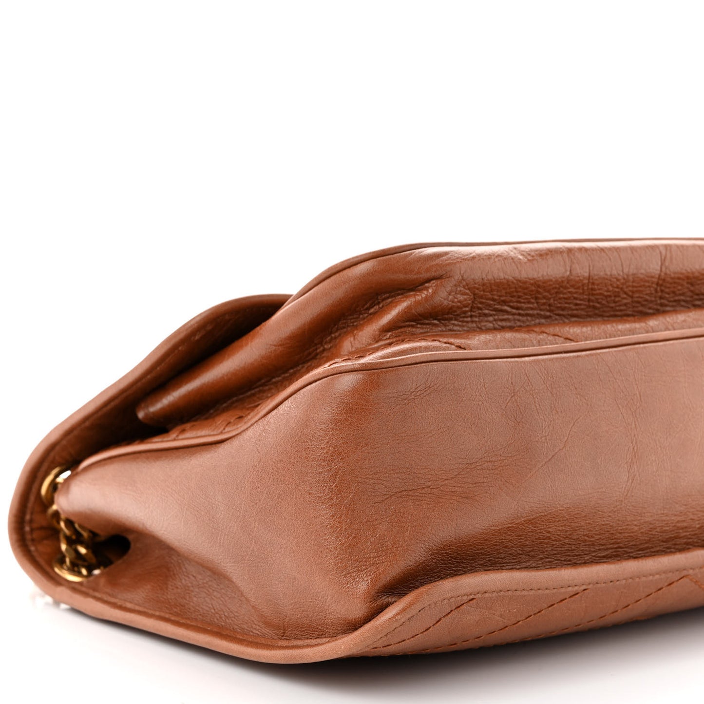 Crinkled Calfskin Matelasse Monogram Medium Niki Chain Satchel Light Caramel