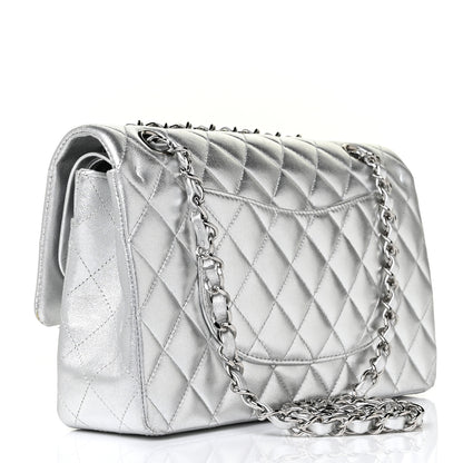 Chanel Metallic Lambskin Quilted Medium Double Flap Silver 3 of 15