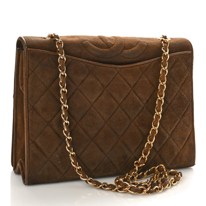 Chanel Suede Quilted CC Shoulder Bag Brown 3 of 15
