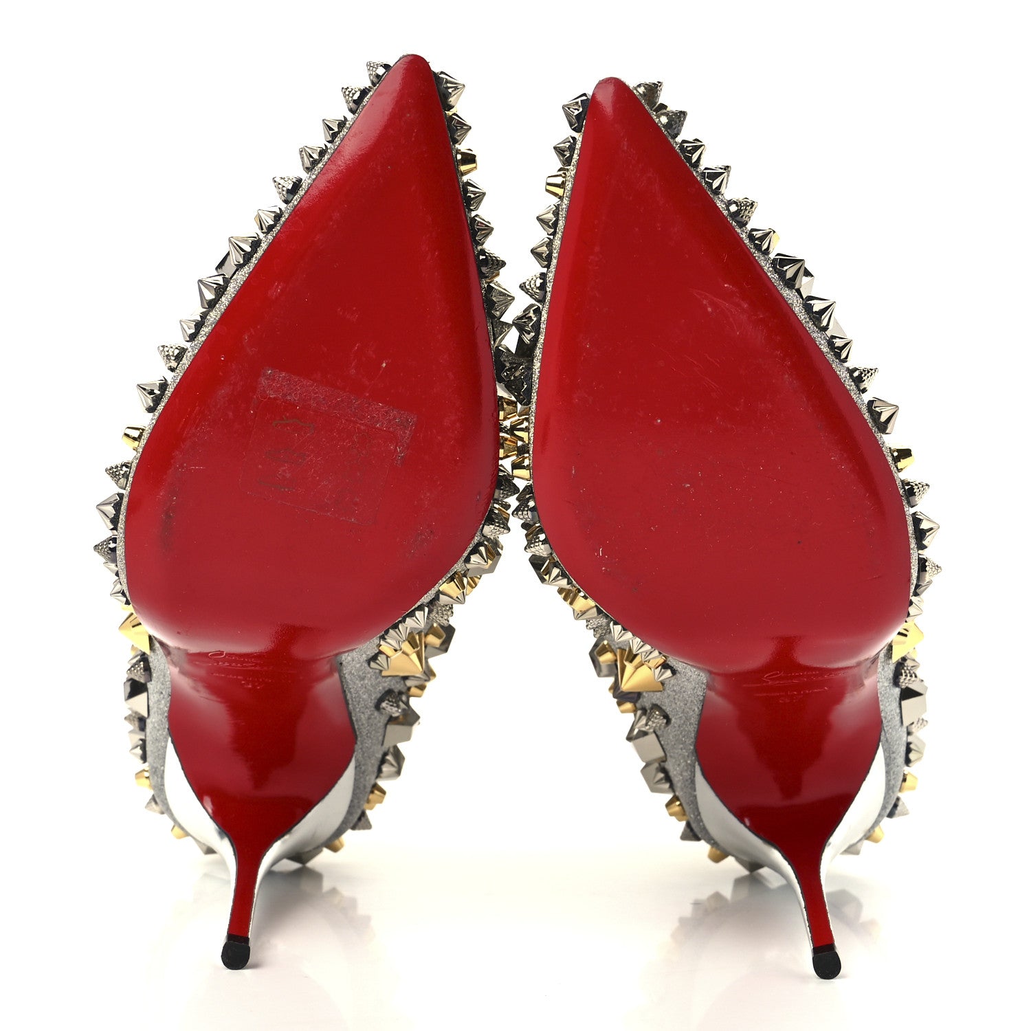 Christian Louboutin Calfskin Specchio Glitter So Full Kate 100 Ankle Boots 37 Silver Multicolor 5 of 7