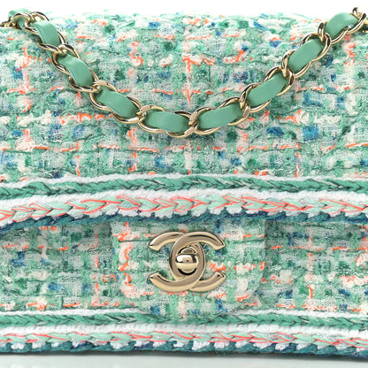 Chanel Tweed Quilted Mini Rectangular Flap Green White Blue Orange 8 of 11