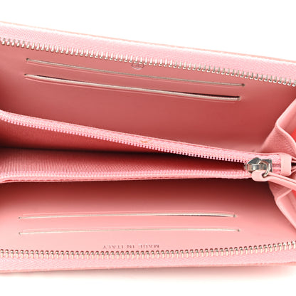 Chanel Caviar Quilted Medium Stripe Filigree Zip Around Wallet Pink White 8 of 9