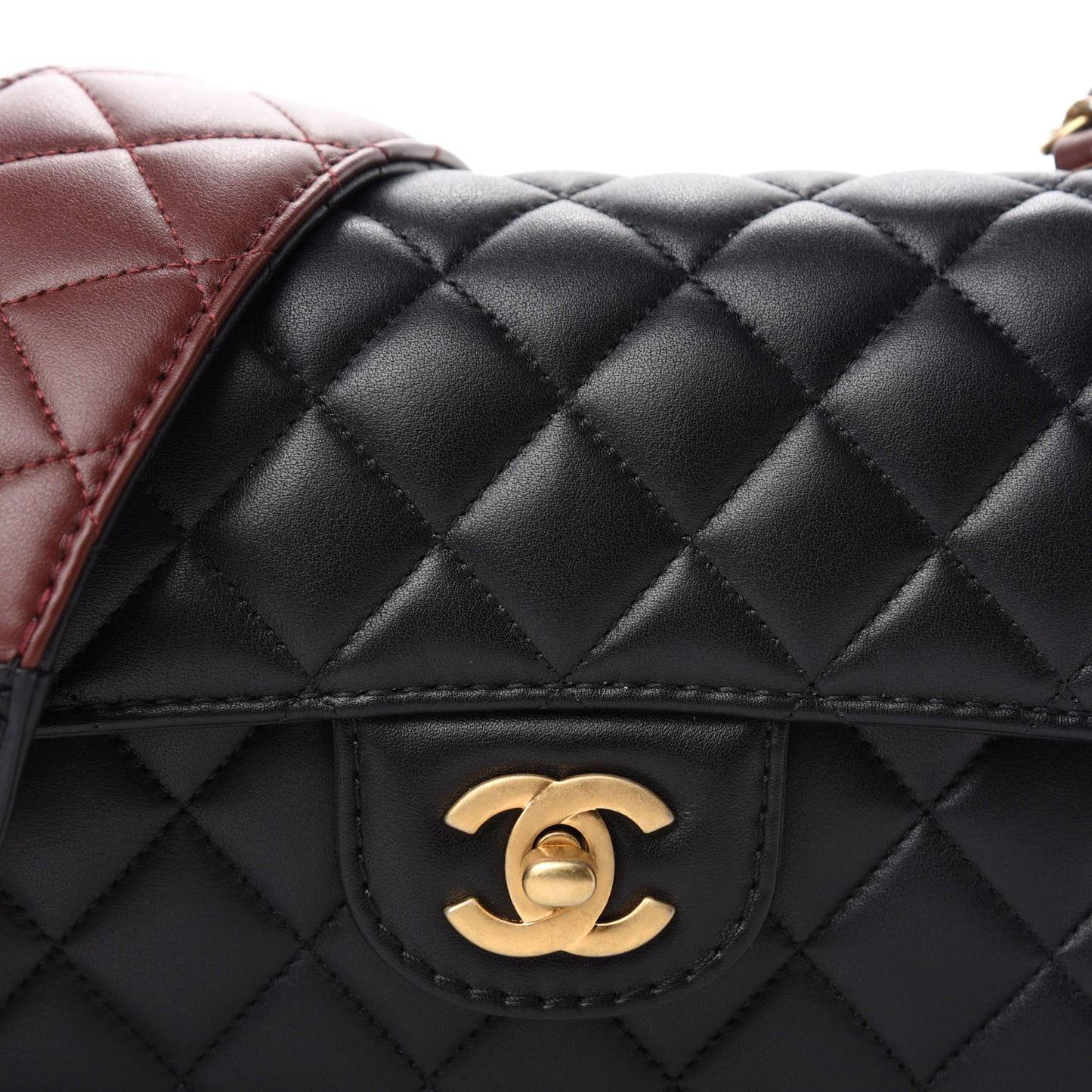 Calfskin Quilted Small Strap Into Flap Bag Black Brown