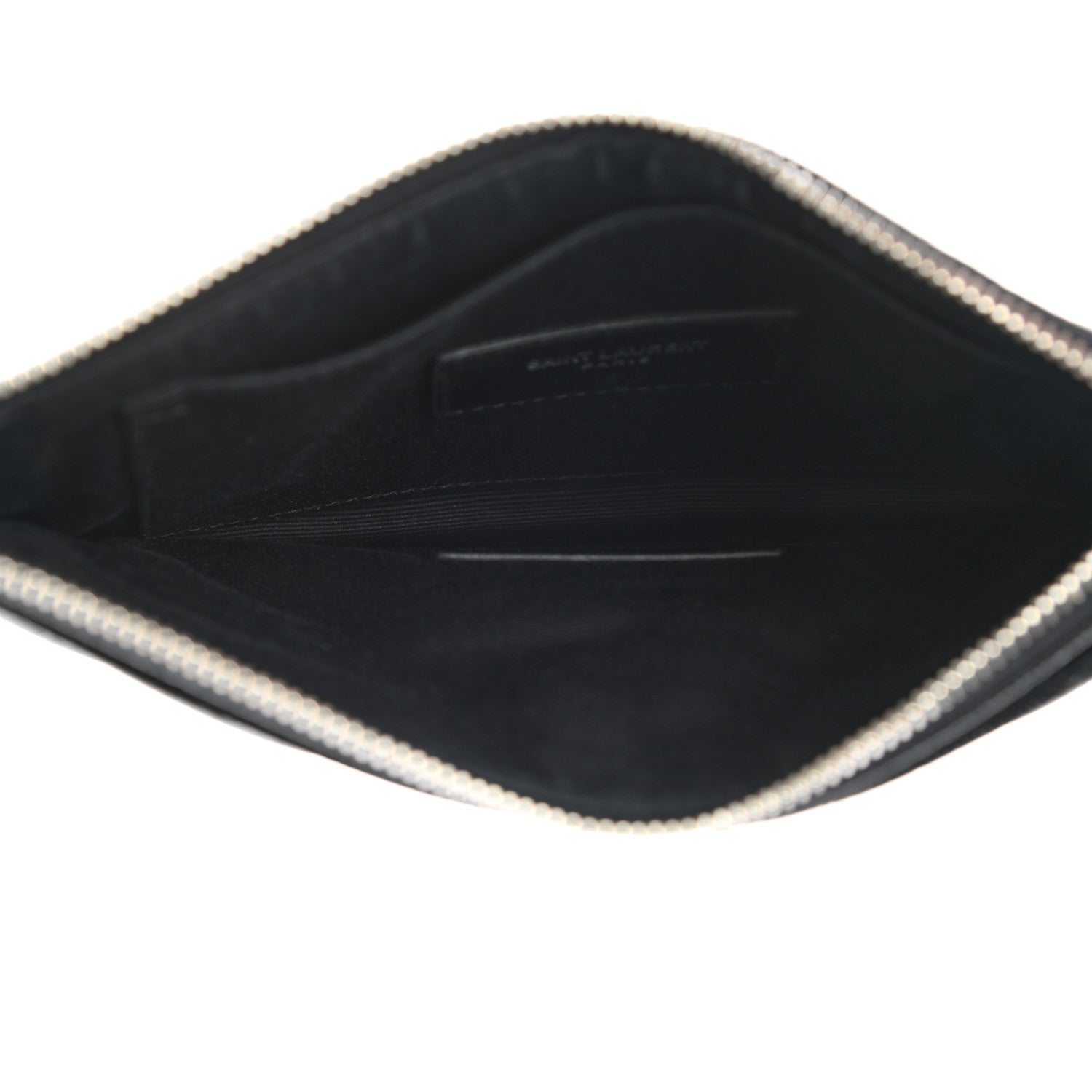 Saint Laurent Grain De Poudre Chevron Monogram Bill Pouch Black 5 of 8