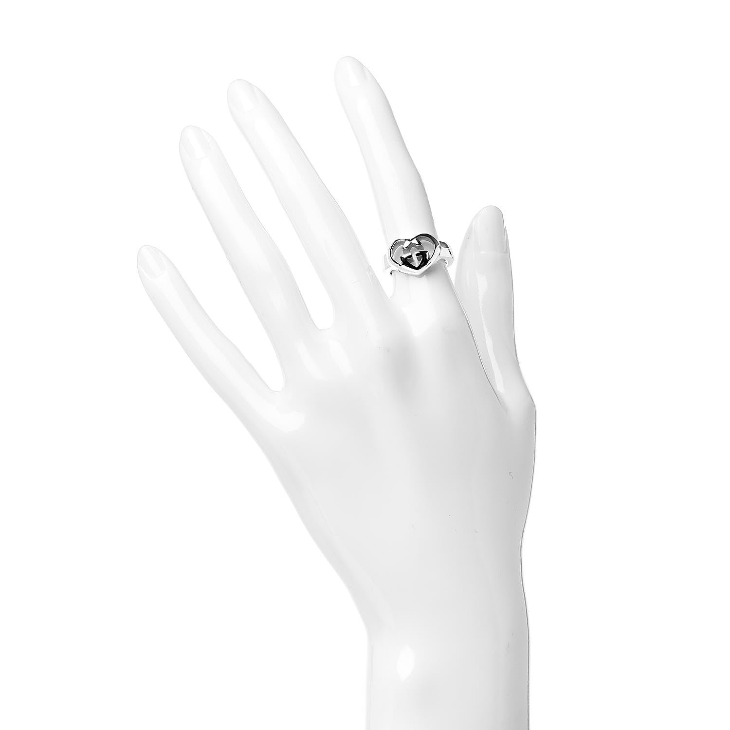 Gucci Sterling Silver Interlocking G Heart Ring 49 4.75 2 of 6
