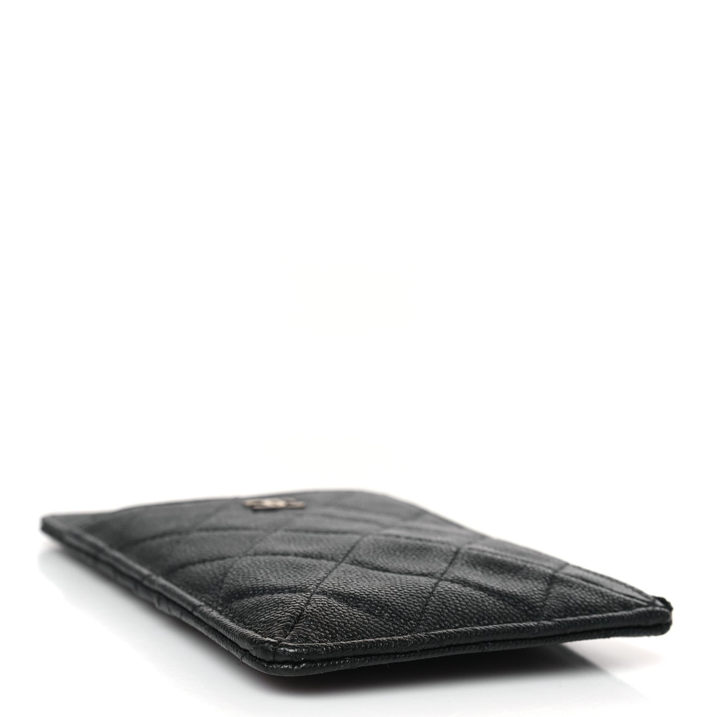 Caviar Quilted Classic Flat Wallet Pouch Black