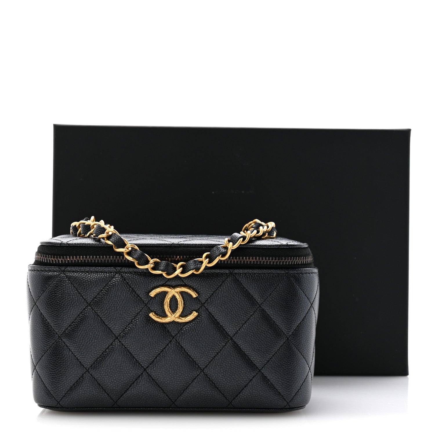 Chanel Pearly Caviar Quilted Fit For You Small Vanity Case With Chain Black 11 of 11