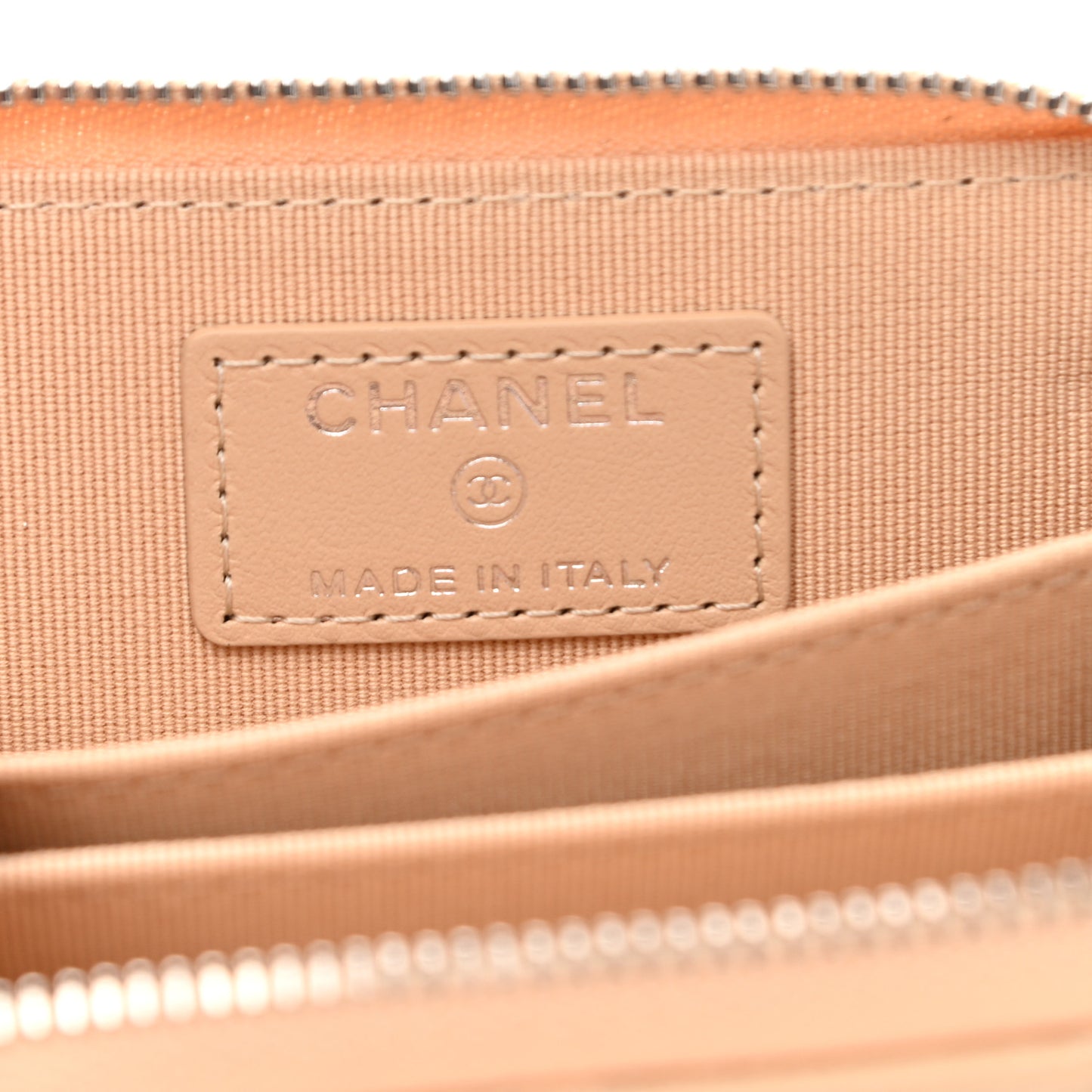 Caviar Quilted Zip Around Coin Purse Beige
