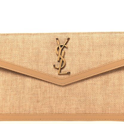 Saint Laurent Micro Raffia Uptown Pouch Natural Hay Blush 7 of 9