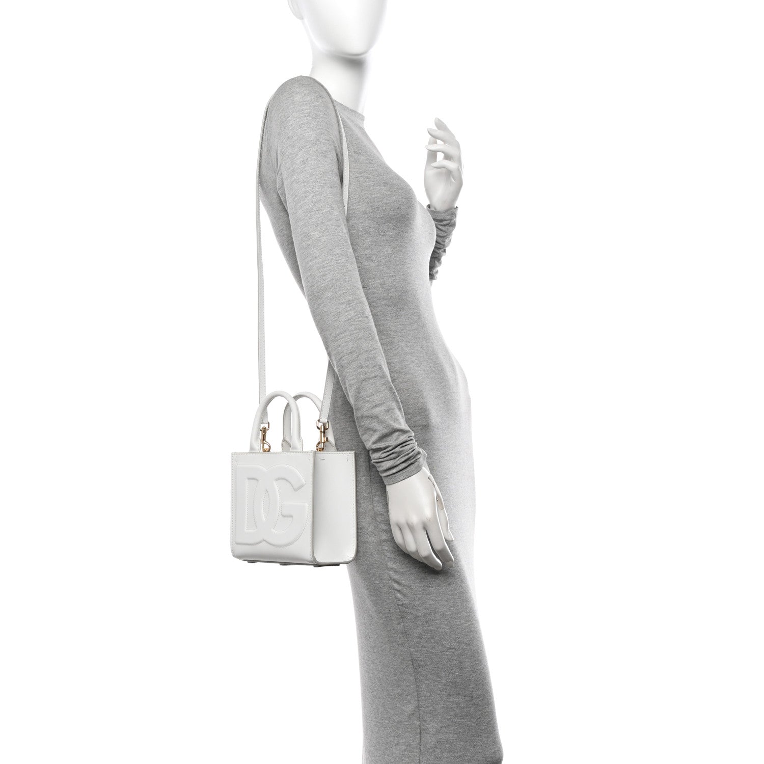 Dolce & Gabbana Calfskin Small DG Daily Shopper Tote White 2 of 10