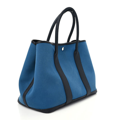 Hermes Toile Officier Negonda Garden Party Tote 36 MM Bleu Zanzibar Vert Fonce 2 of 14